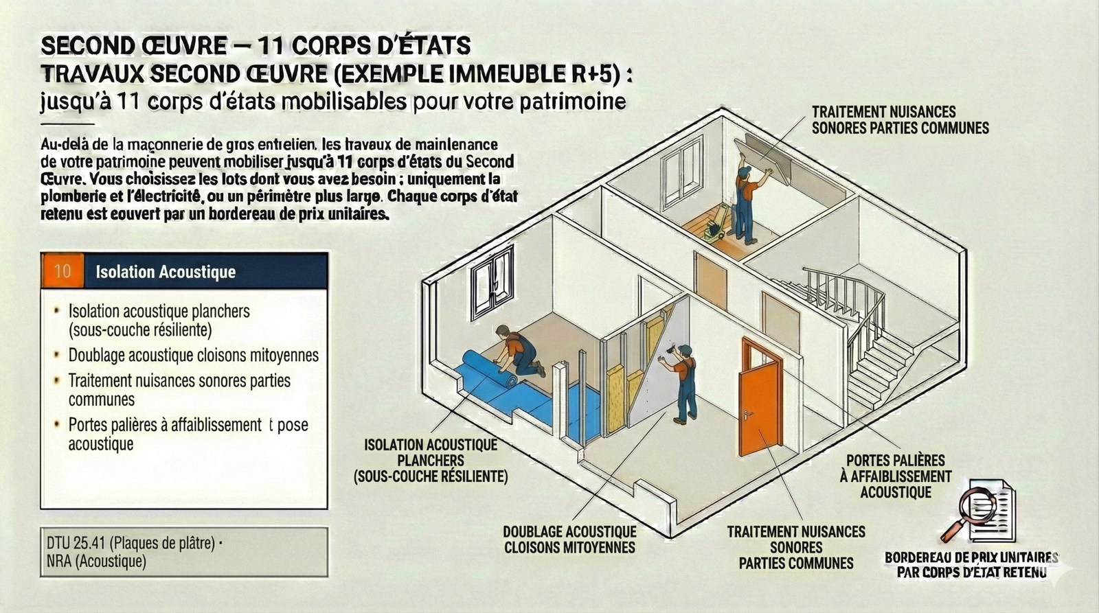 Isolation acoustique doublage cloison rénovation logement social