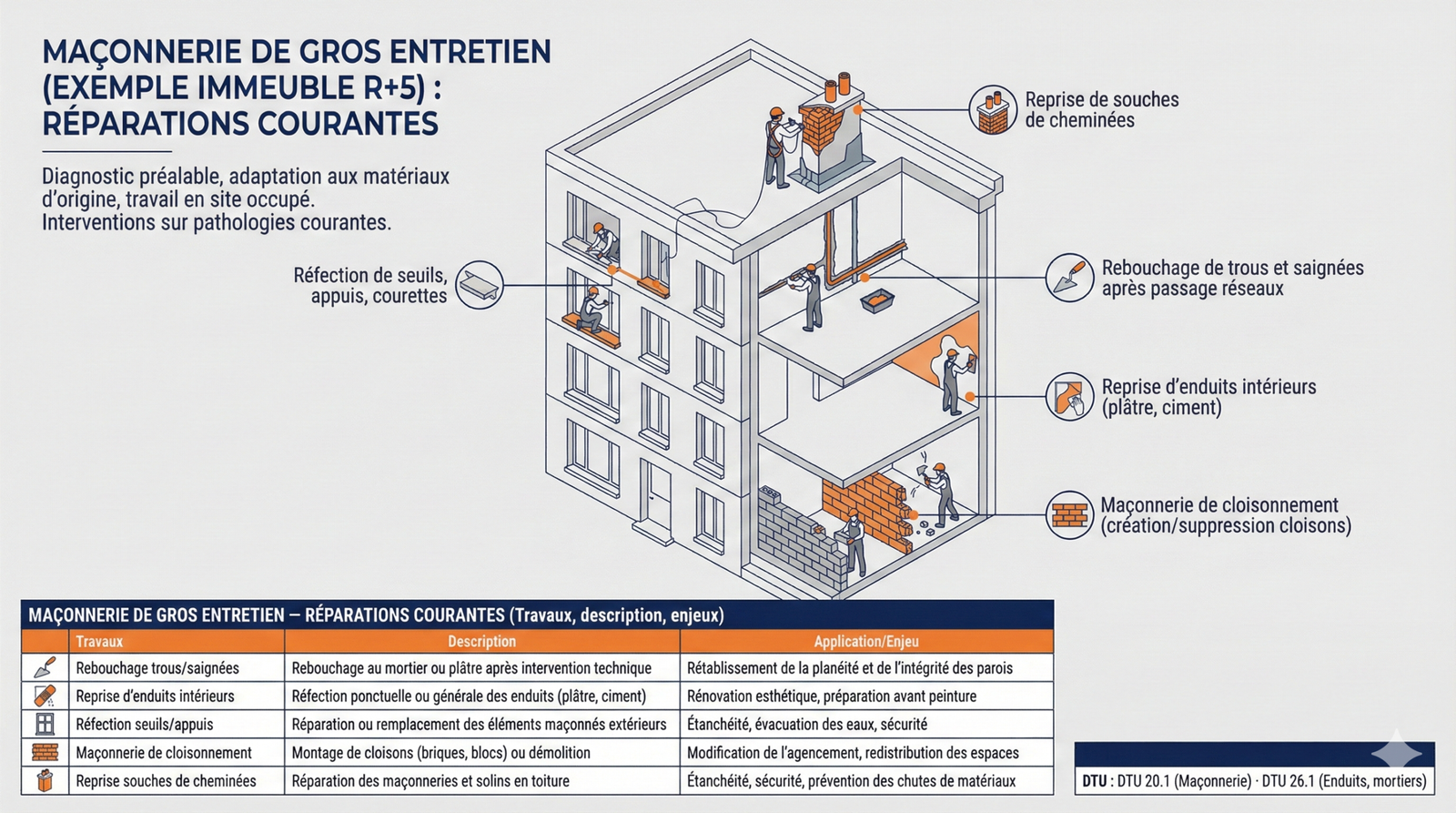 Réfection enduit parties communes